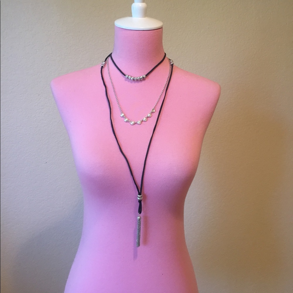 ⭐️ Ultimate BoHo 3 in 1 tassel beaded layered cord necklace